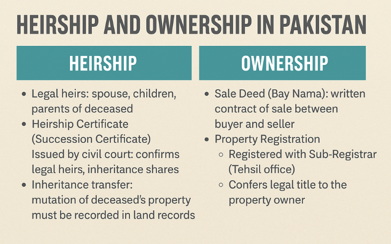 Difference Between Heirship and Ownership in Pakistan