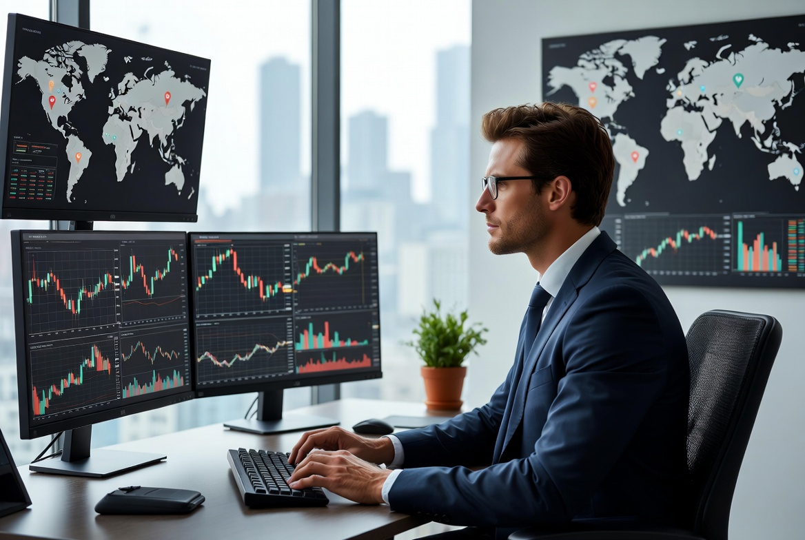 An investor discussing land opportunities with a consultant online, showing confidence in managing foreign property safely.