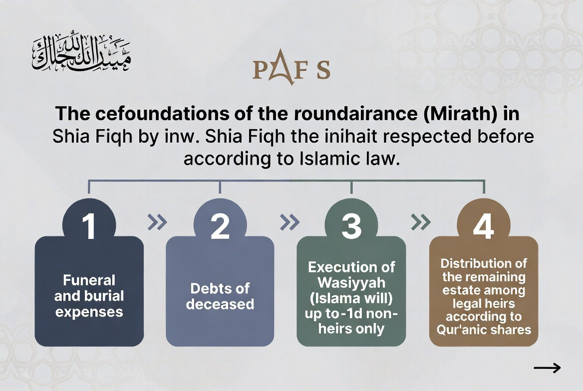 Chart highlighting the key concepts and rules governing inheritance in Shia Islamic law.